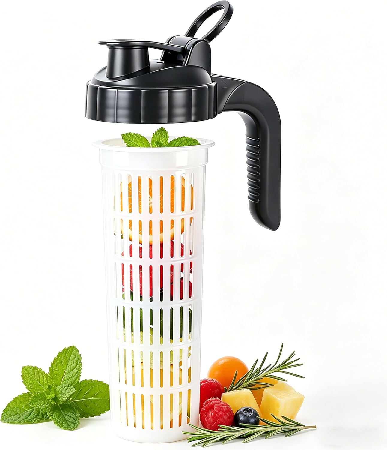 Tapón para jarra de vidrio con infusor de frutas sin BPA para 64 oz