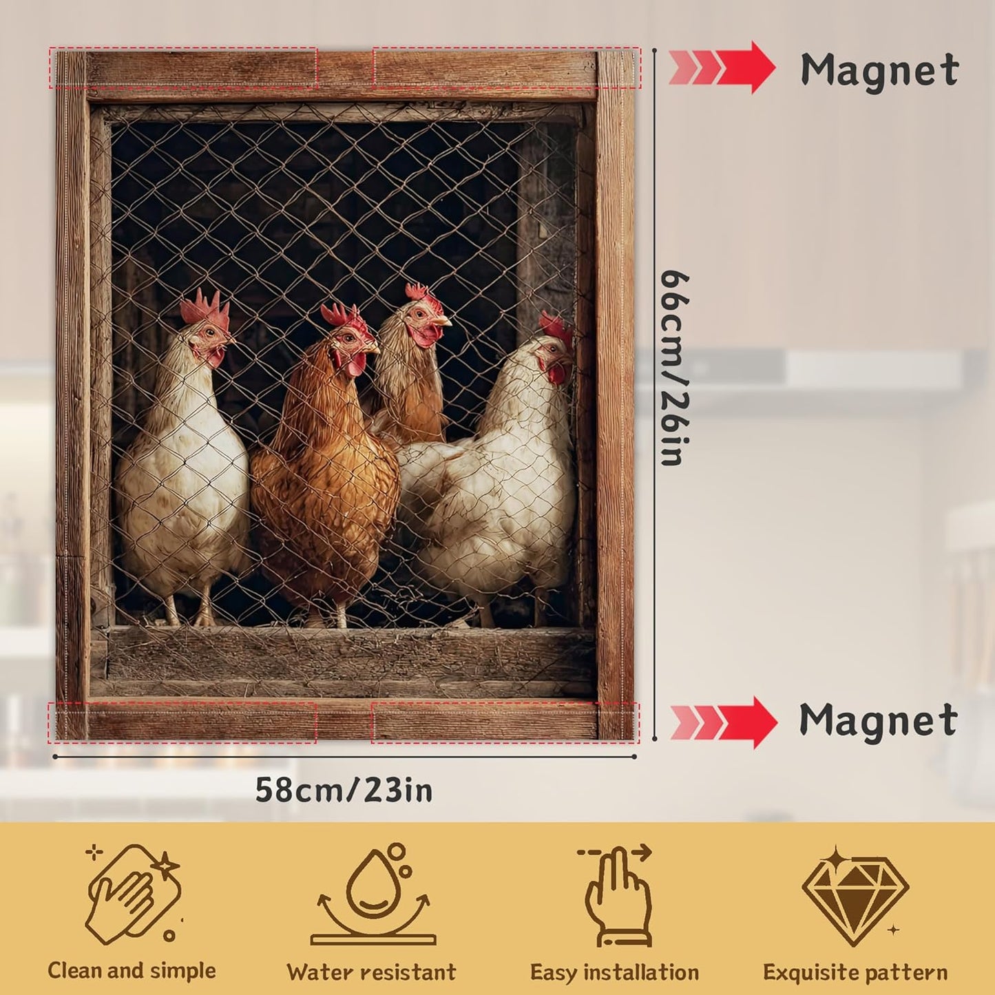Funda magnética para lavavajillas Rooster Country Chicken 23x26 pulgadas