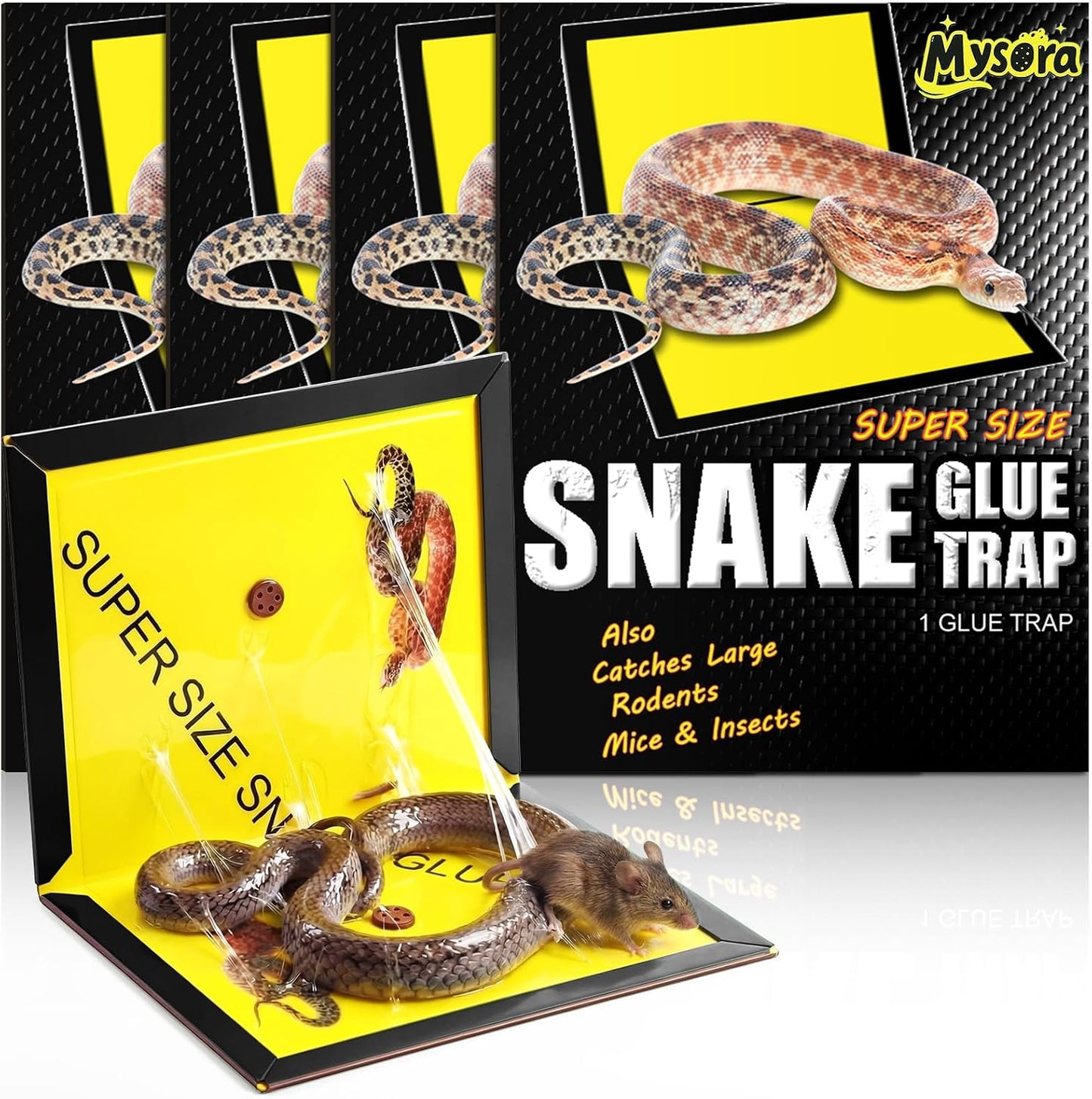 4 Trampas Pegamento Serpiente 10x16pulg Adhesivo Mejorado