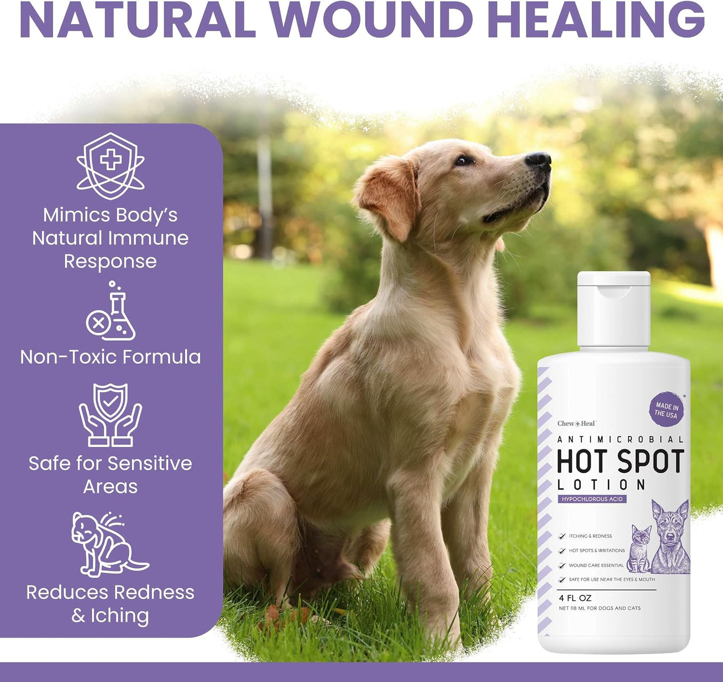 Loción ácido hipocloroso para perros heridas 2oz no tóxica