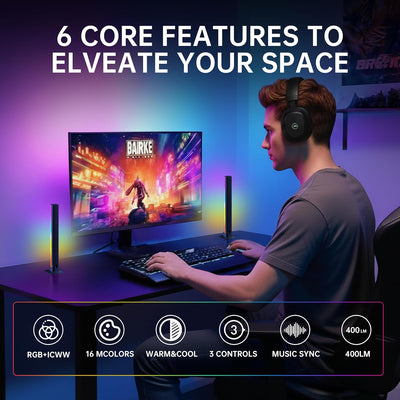 Barras luz RGB LED escritorio y TV juegos 9.5pulg