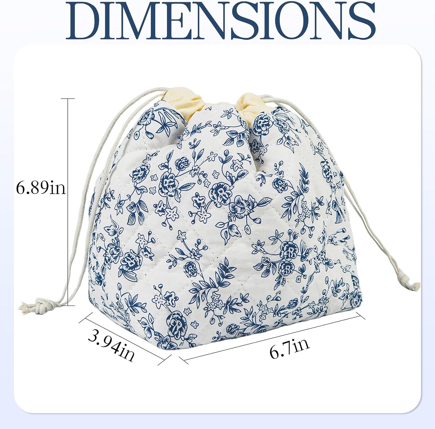 Bolsa maquillaje acolchada con cordón color azul oscuro