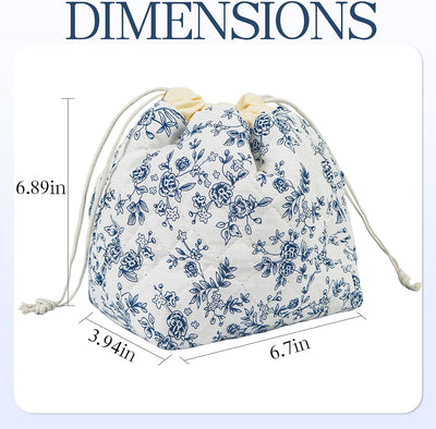 Bolsa maquillaje acolchada con cordón color azul oscuro