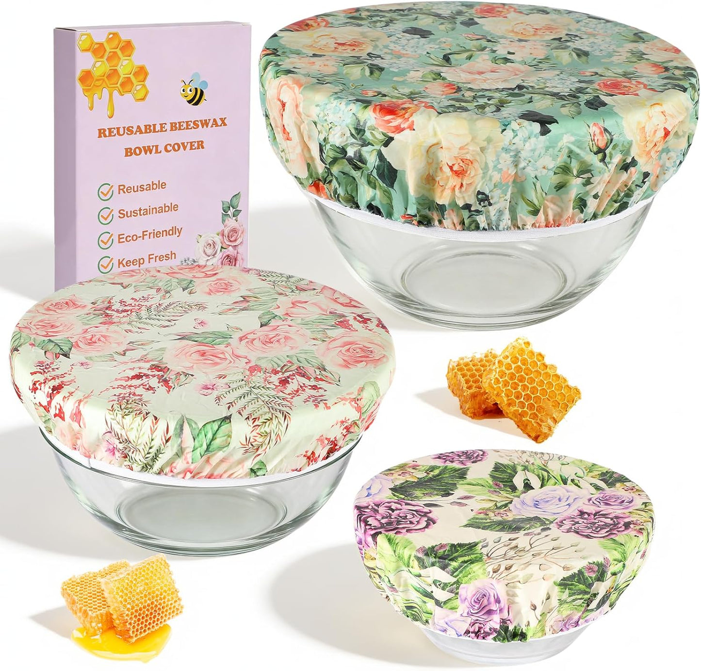 Fundas reutilizables para cuencos de cera de abejas 8/10/12 pulgadas