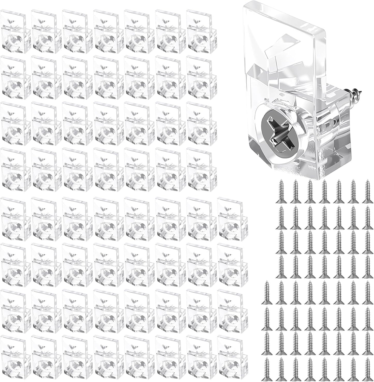 Set 60 Clips Soporte Espejo Plástico Transparente Pared