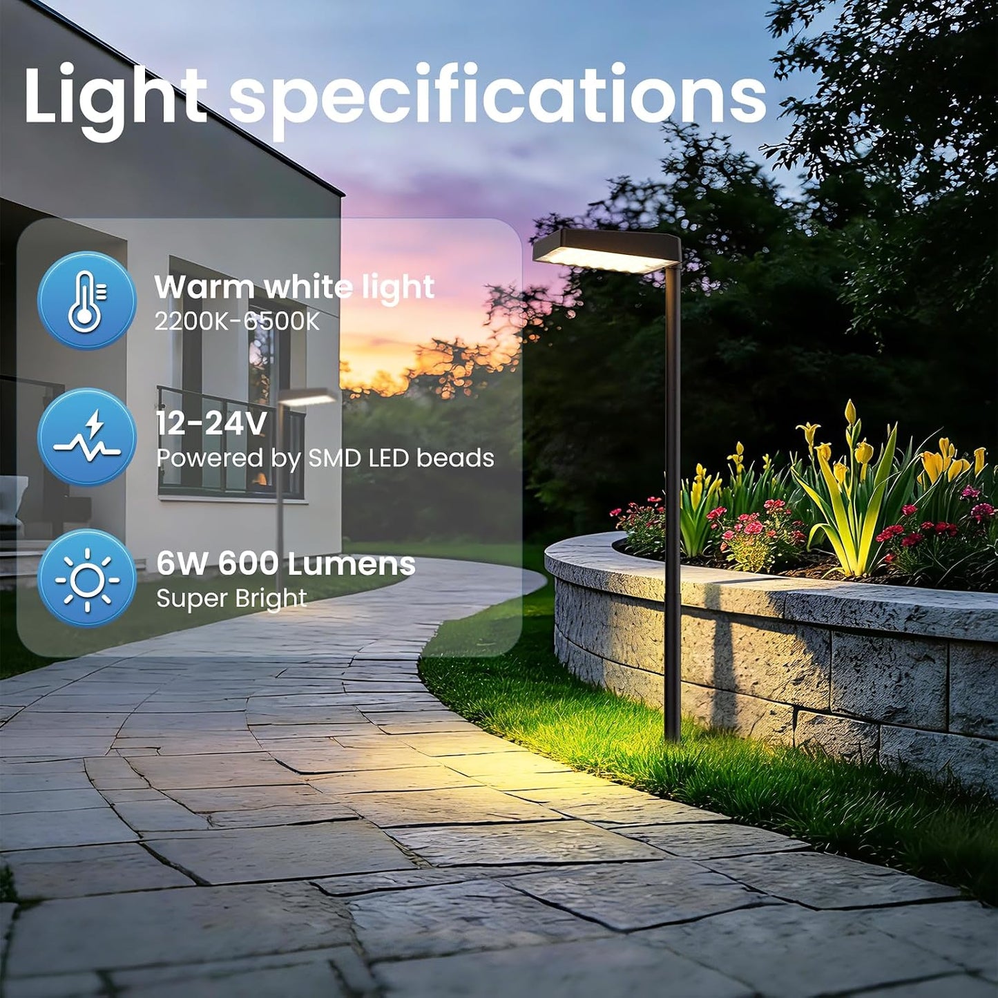 Kit luces LED paisaje 6W IP66 con transformador y cable