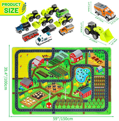 Alfombra tráfico 39x59pulg 10 Vehículos para Niños