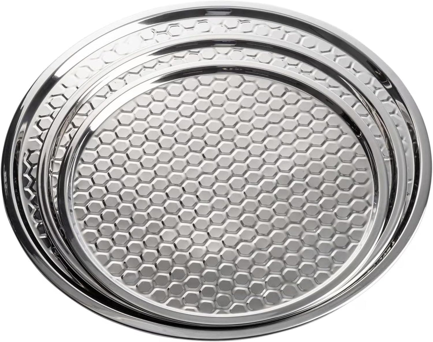 Bandeja acero inox redonda patrón panal 21x21pulg