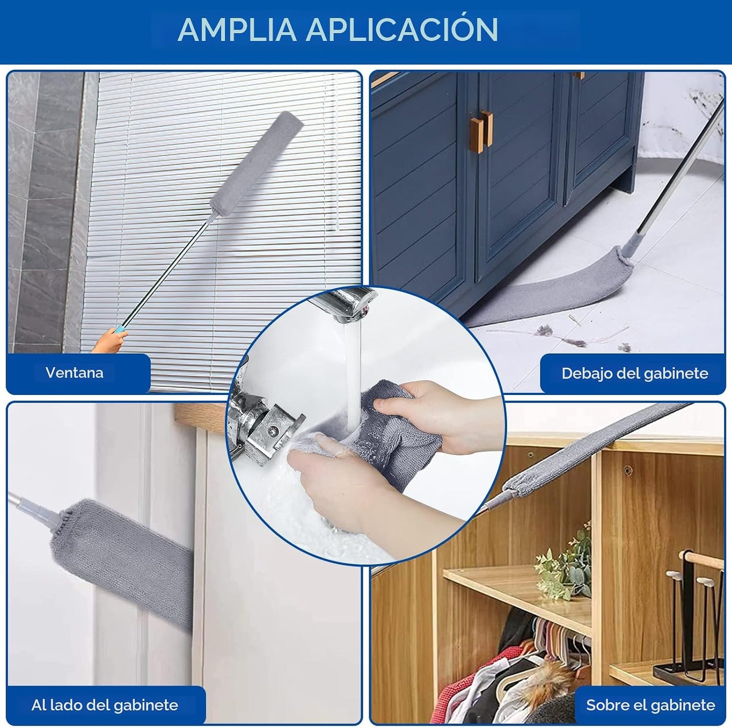 Limpiador polvo retráctil 60pulg con 2 paños microfibra