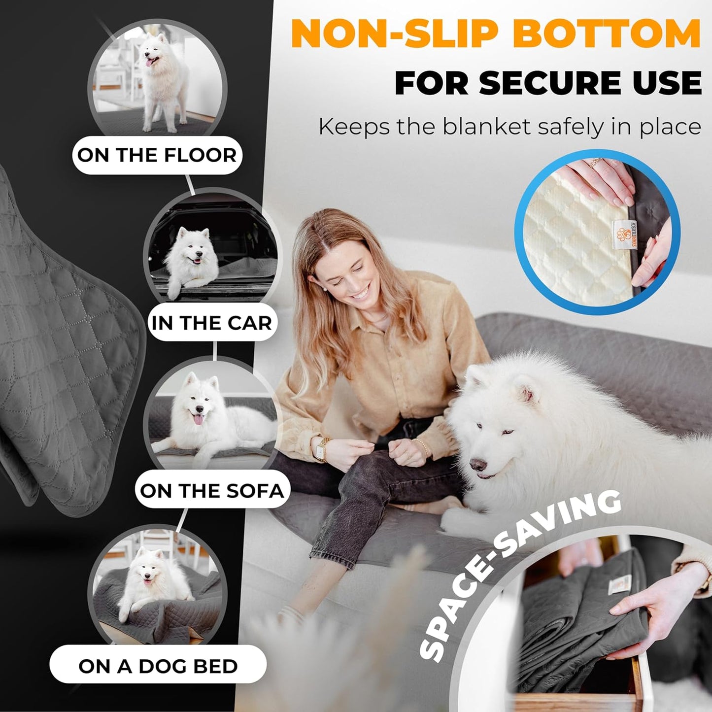 Manta impermeable para perro sofá cama auto antideslizante lavable