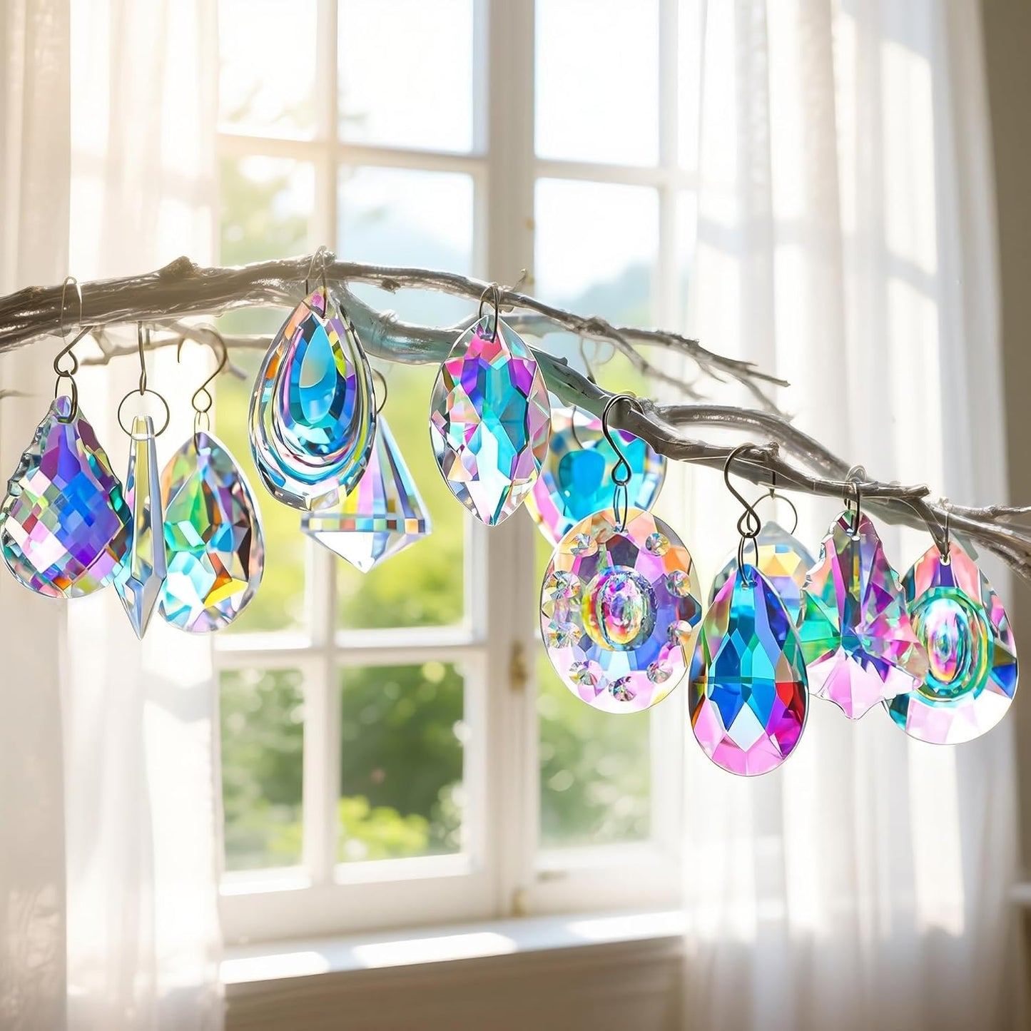 12 Pzas Atrapasoles Cristal Colgantes Decoración Hogar