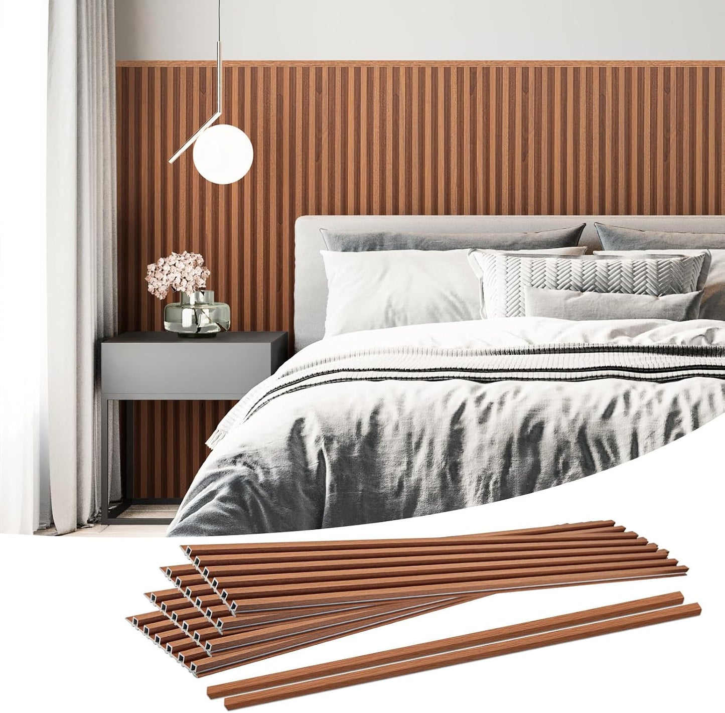 Paneles 3D WPC texturizados 51x6.7pulg para pared interior