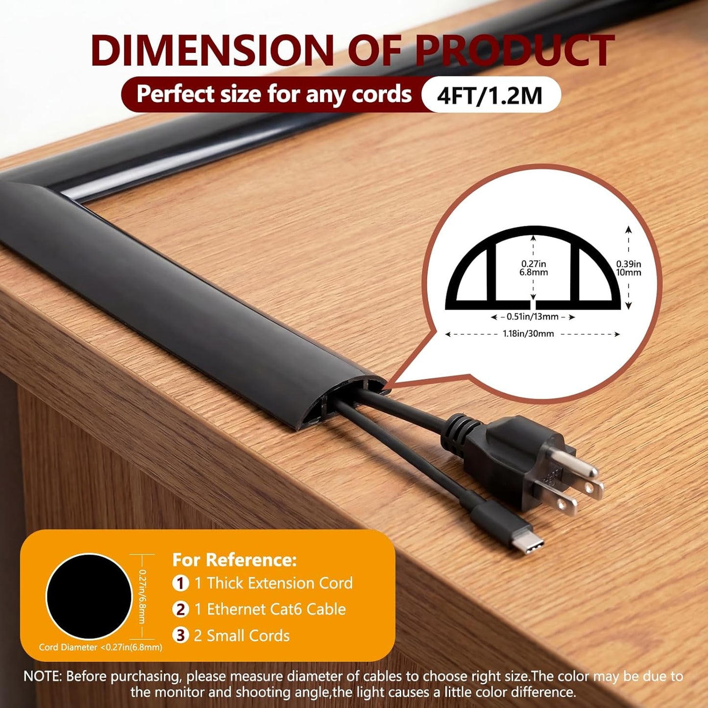 Cubierta cable suelo autoadhesiva negra 0.39x0.27pulg