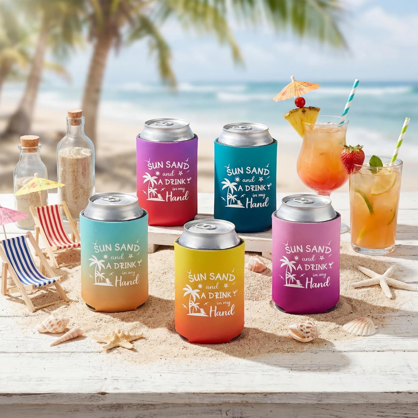 6 Unidades Enfriador Lata Viaje para Mujer Playa Regalo