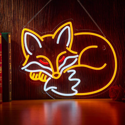 Letrero neón zorro durmiente LED para dormitorio y sala
