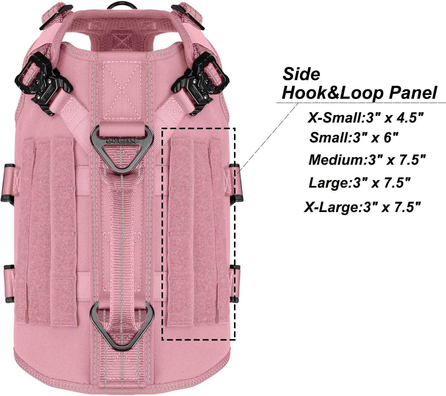 Arnés táctico perro X-Small 6 hebillas Molle 3/4 cuerpo