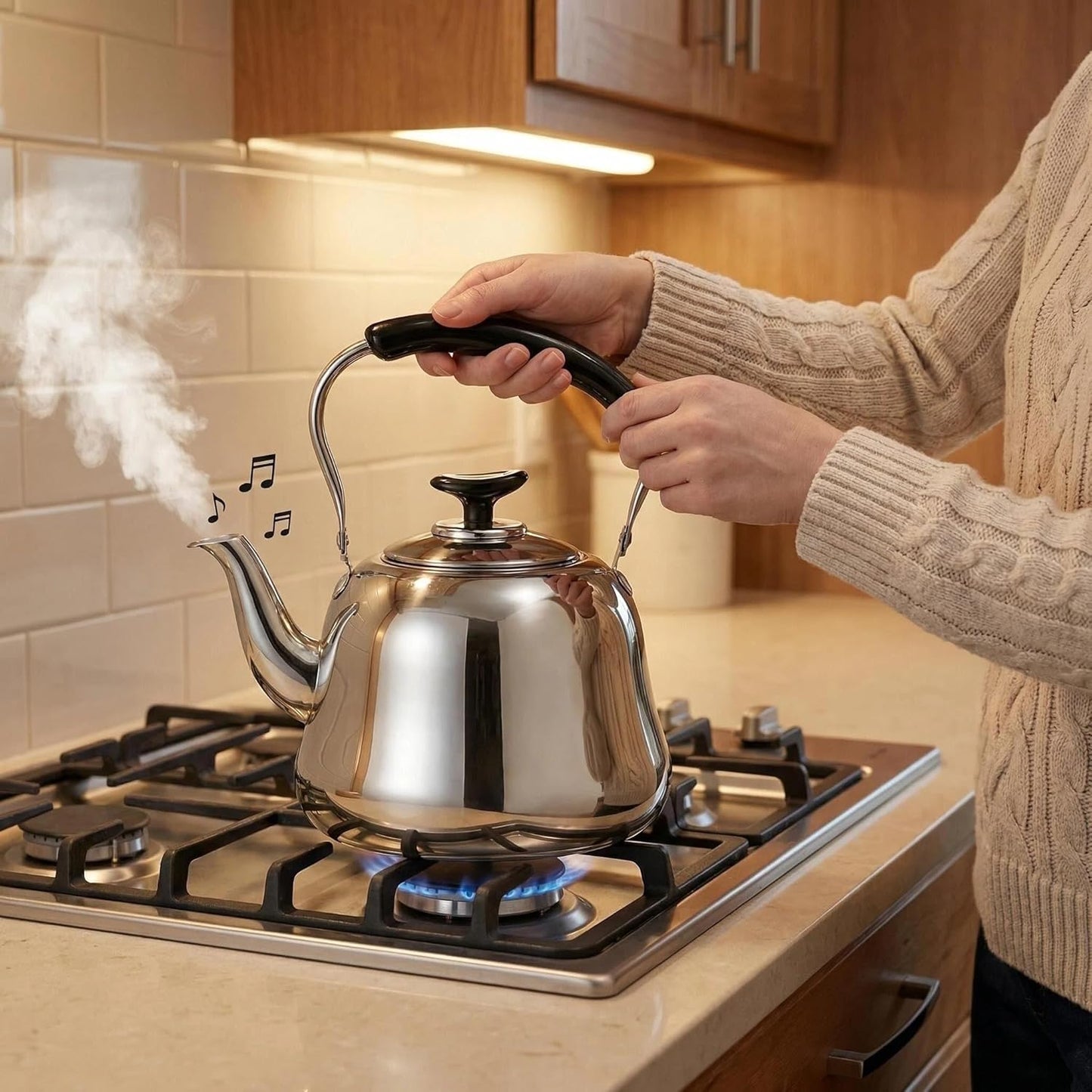 Tetera Silbante 4qt Grado Alimenticio Acabado Espejo