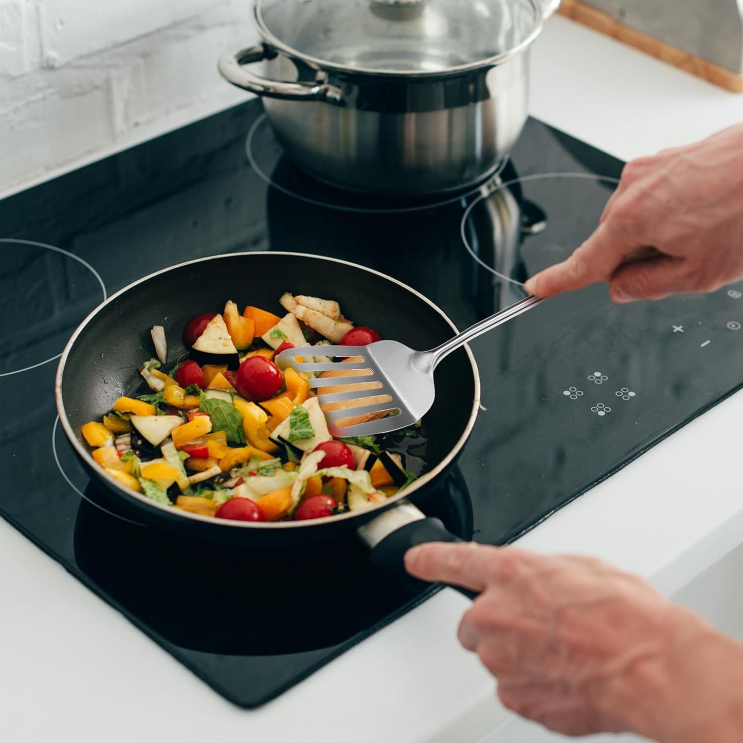 8 Pzas Cucharas Cocina Silicón con Mango Acero Inox