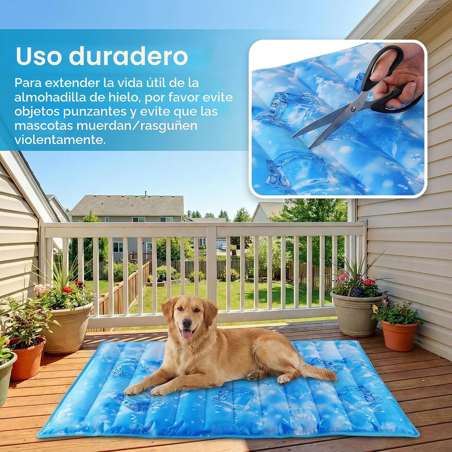 Almohada refrigerada para mascotas 18x18 pulg duradera y portátil