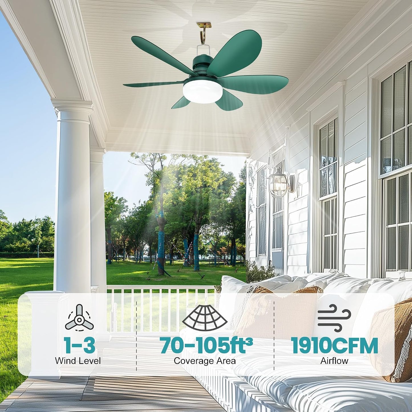 Ventilador techo solar 20pulg termostato 15W 2 paneles bifaciales