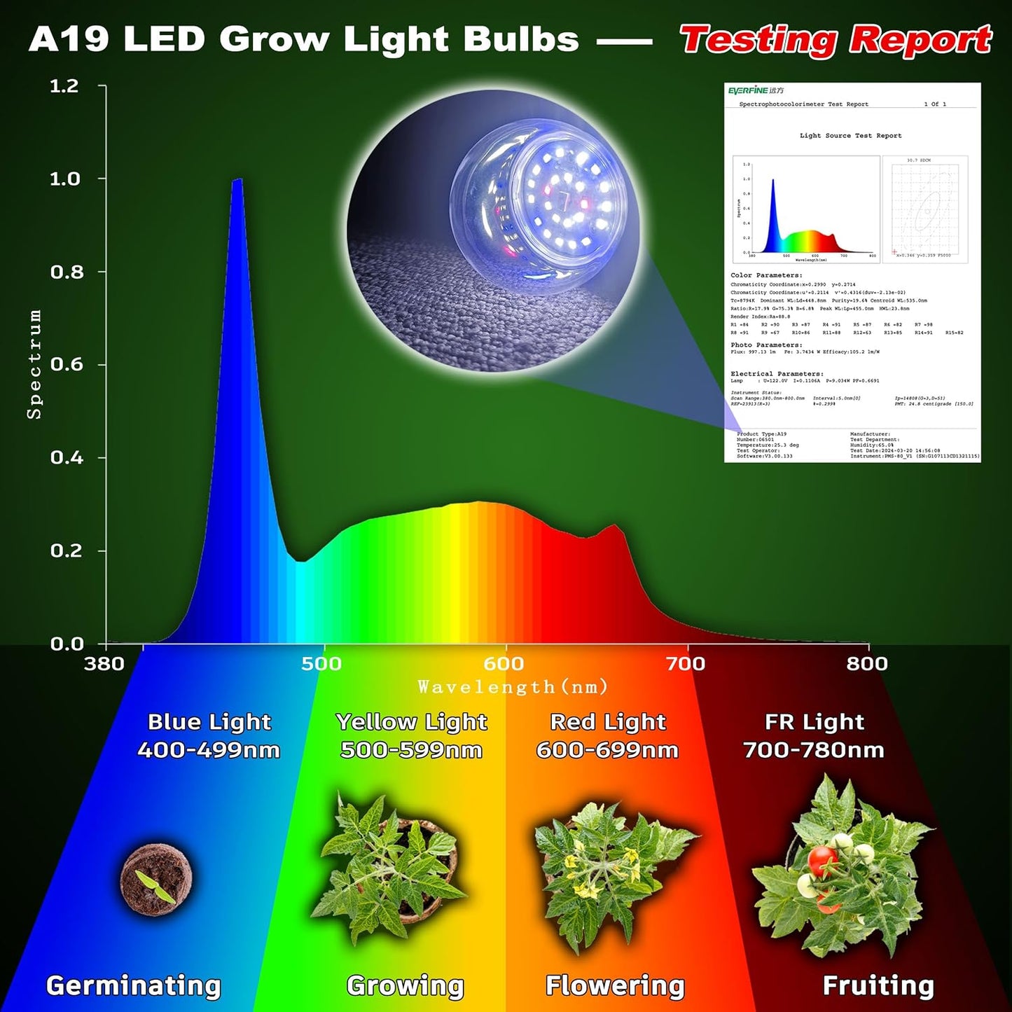 Bombilla LED E26 A19 10W espectro completo 5000K