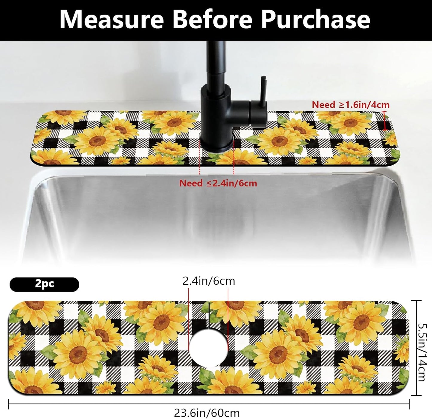 Tapete anti salpicaduras cocina 23.6x5.5pulg patrón girasol