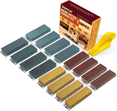 Kit 128 Pzas Microlijadora Papel Lija 80-3000 Madera Manualidades