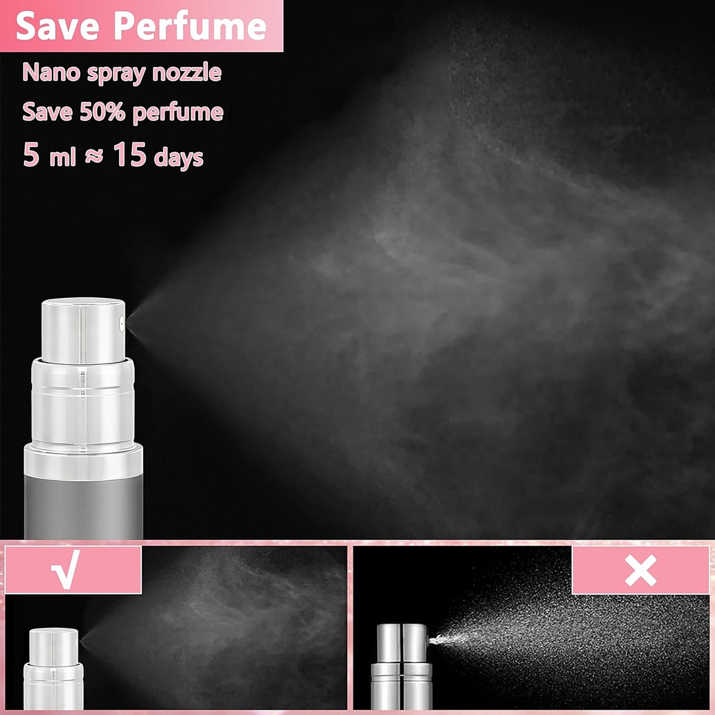 3 Pzas Botella Spray Perfume 5ml Reutilizable Gris