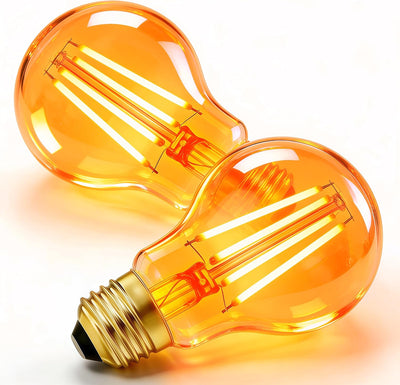 Bombillas LED ámbar A19 E26 6W 1800K equivalente a 60W pack 2