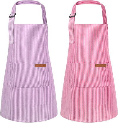 Set 2 Delantales Rayas Niños con Bolsillos Cocina