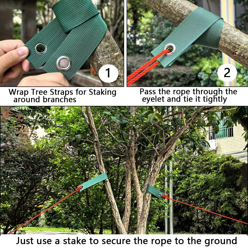 8 Correas Arbol Soporte Alta Calidad Proteccion Tormentas Verde