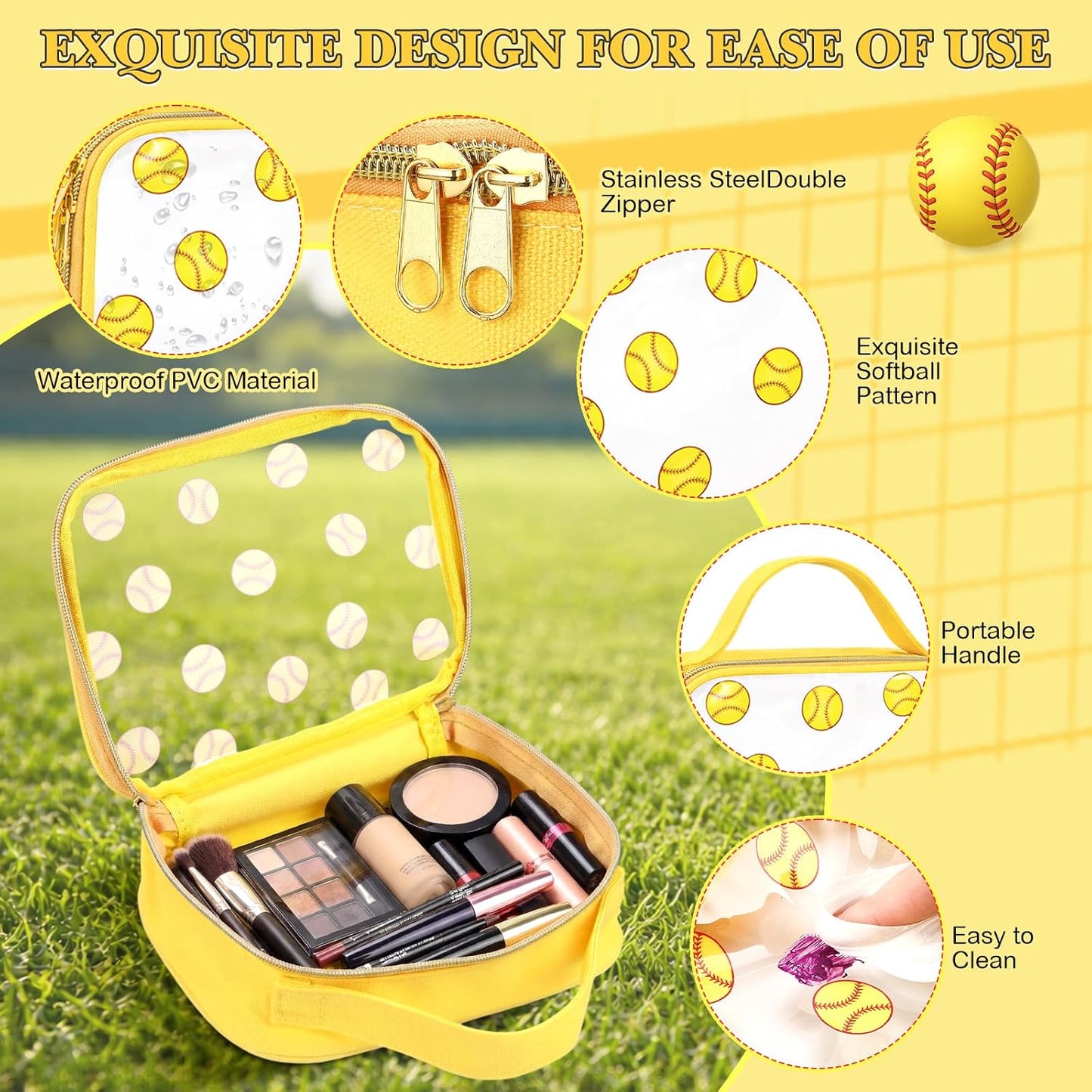 6 Pzas Bolsas Maquillaje Transparentes con Asa Viaje
