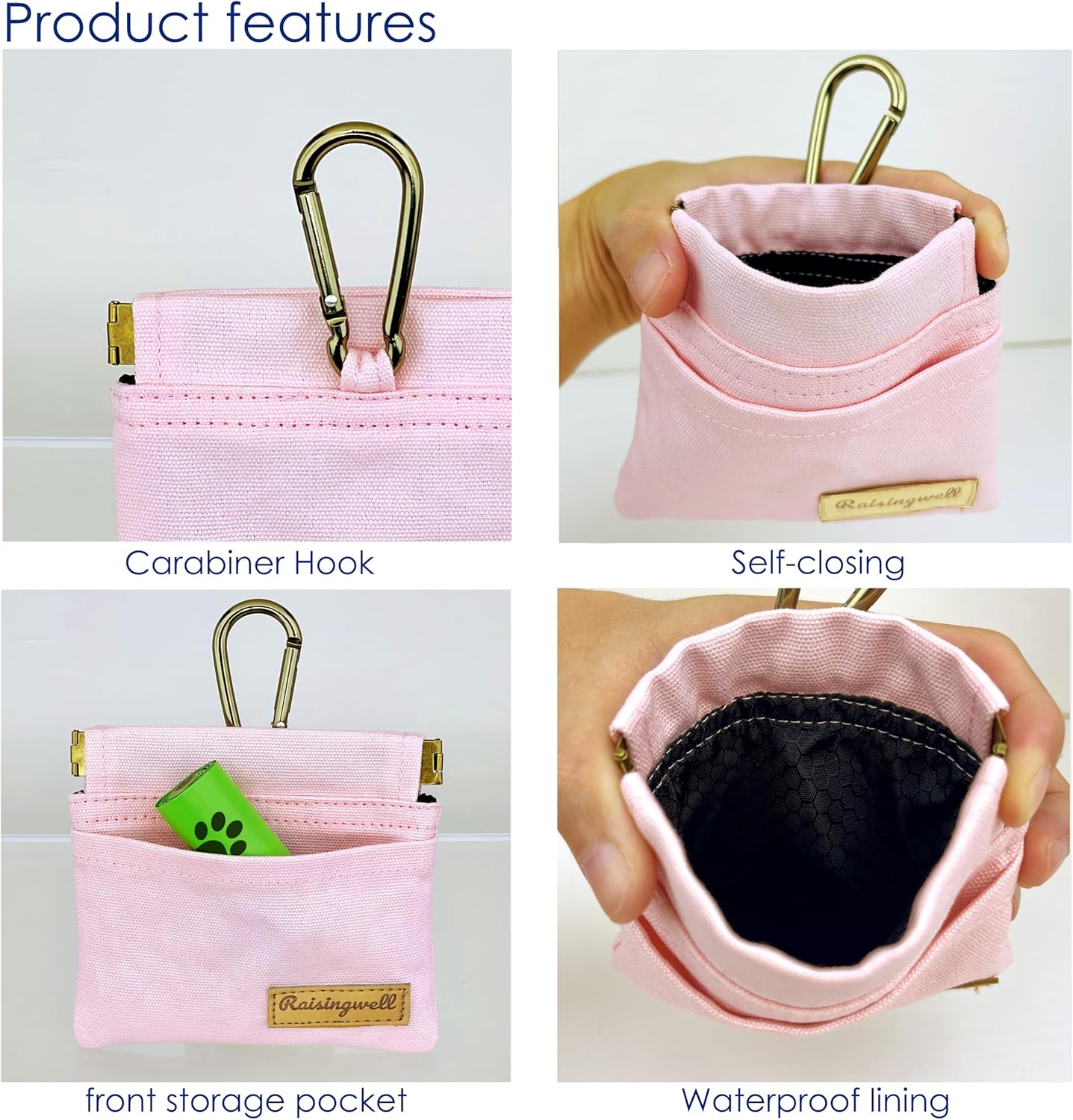 Bolsa entrenamiento mascotas tela algodón con mosquetón