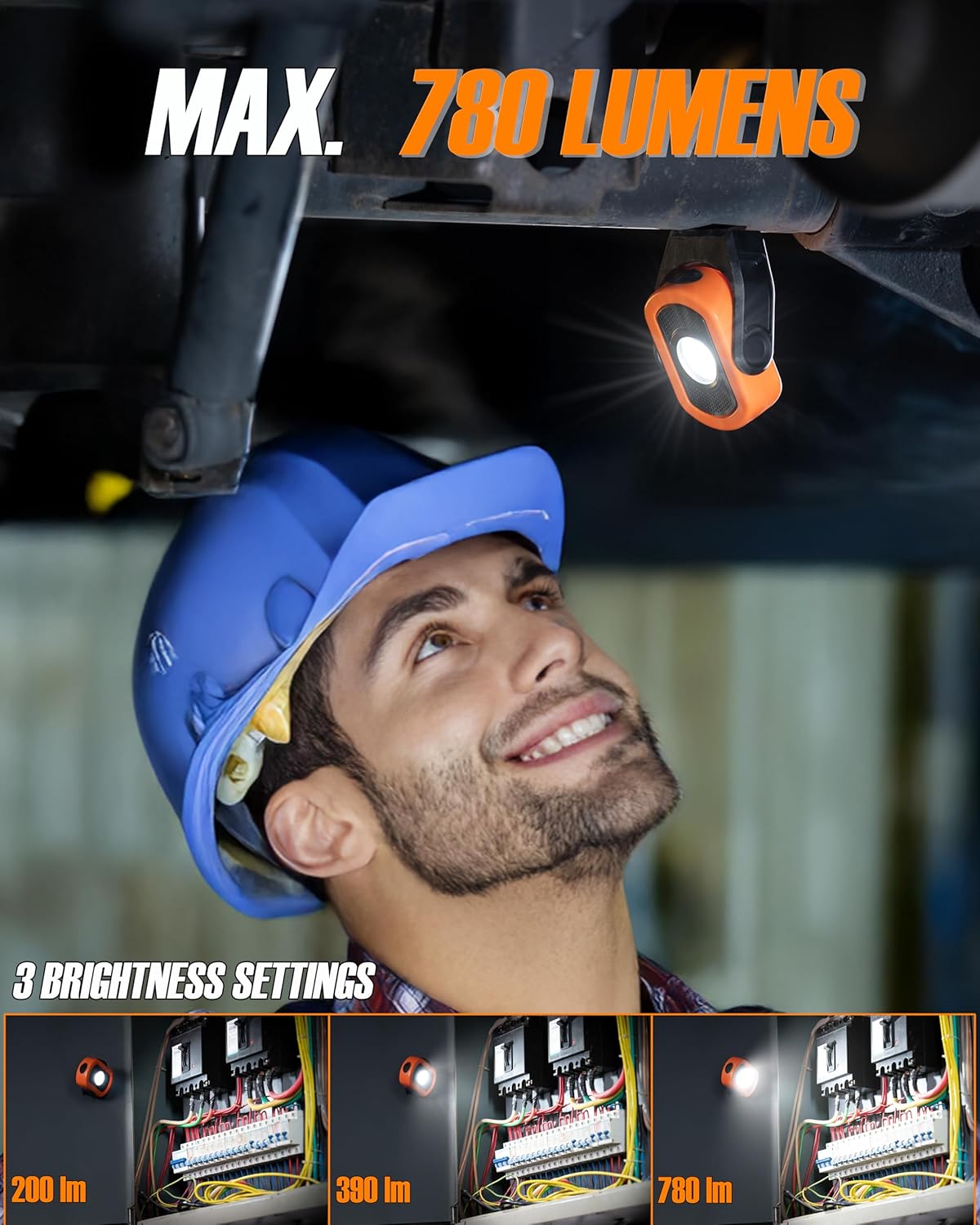 Luz magnética trabajo 780lm recargable 2uds