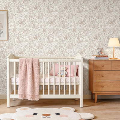 Papel tapiz bebé conejo granja despegar y pegar beige