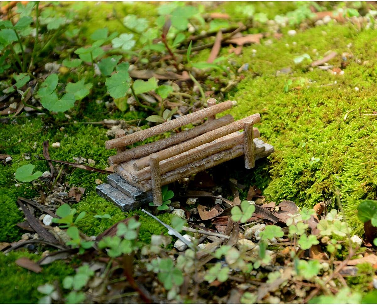 Figura puente madera miniatura jardín hadas
