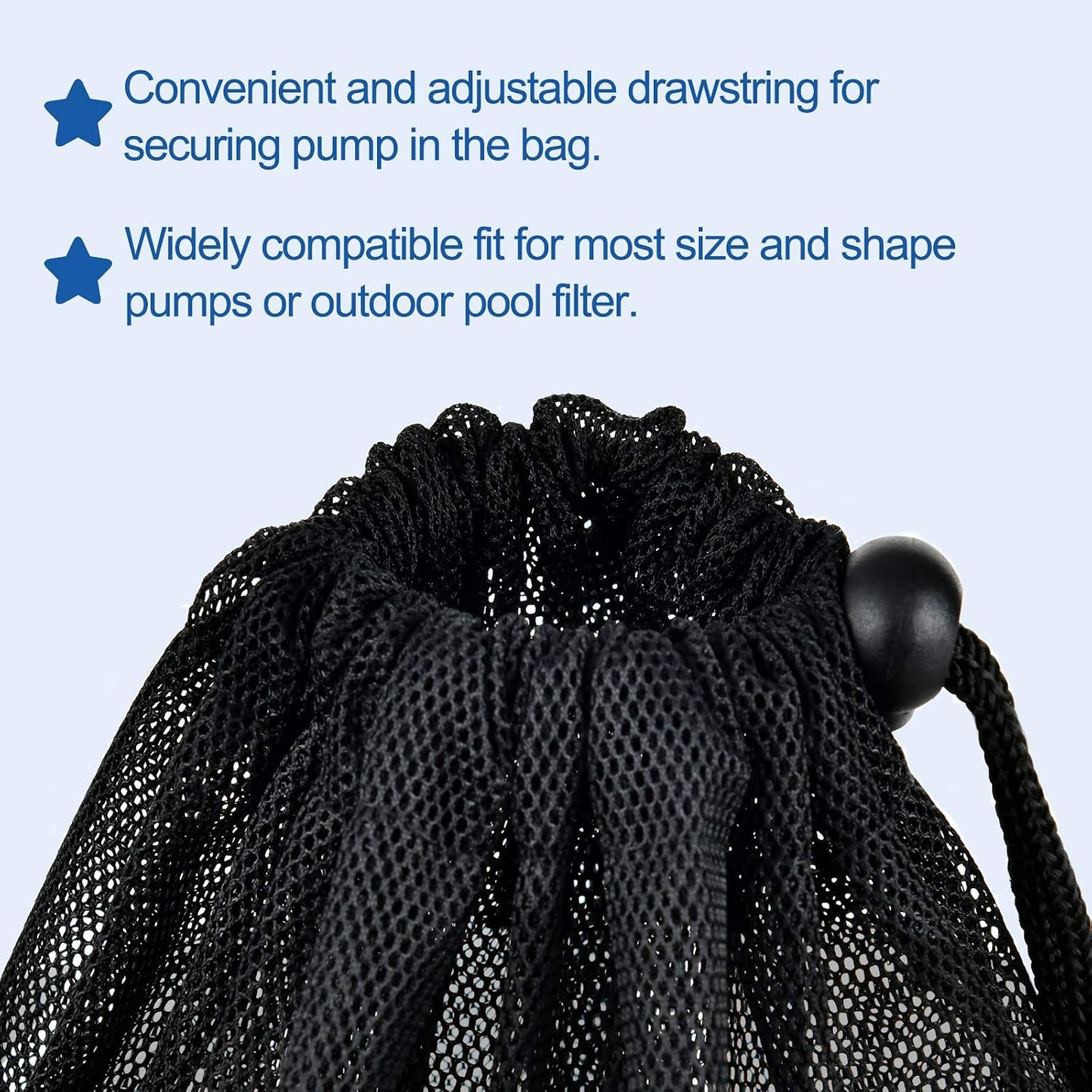 Red de barrera 13x13pulg bolsa negra con cordón para estanque