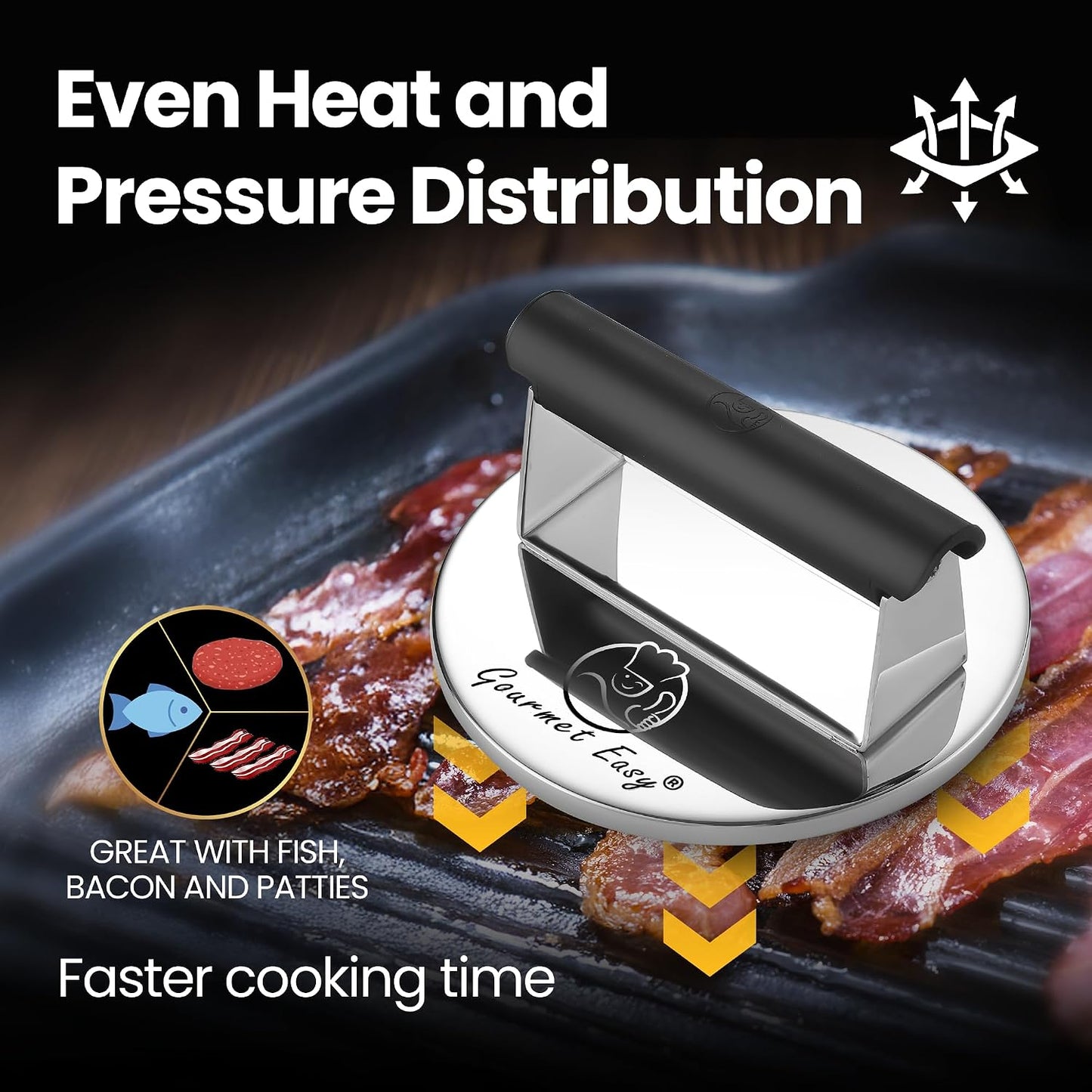 Prensa hamburguesas acero inox 2lb mango resistente lavavajillas