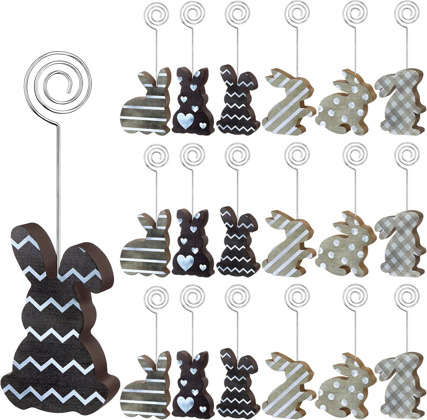 18 Pzas Conejitos Madera Decoración Mesa Rústica