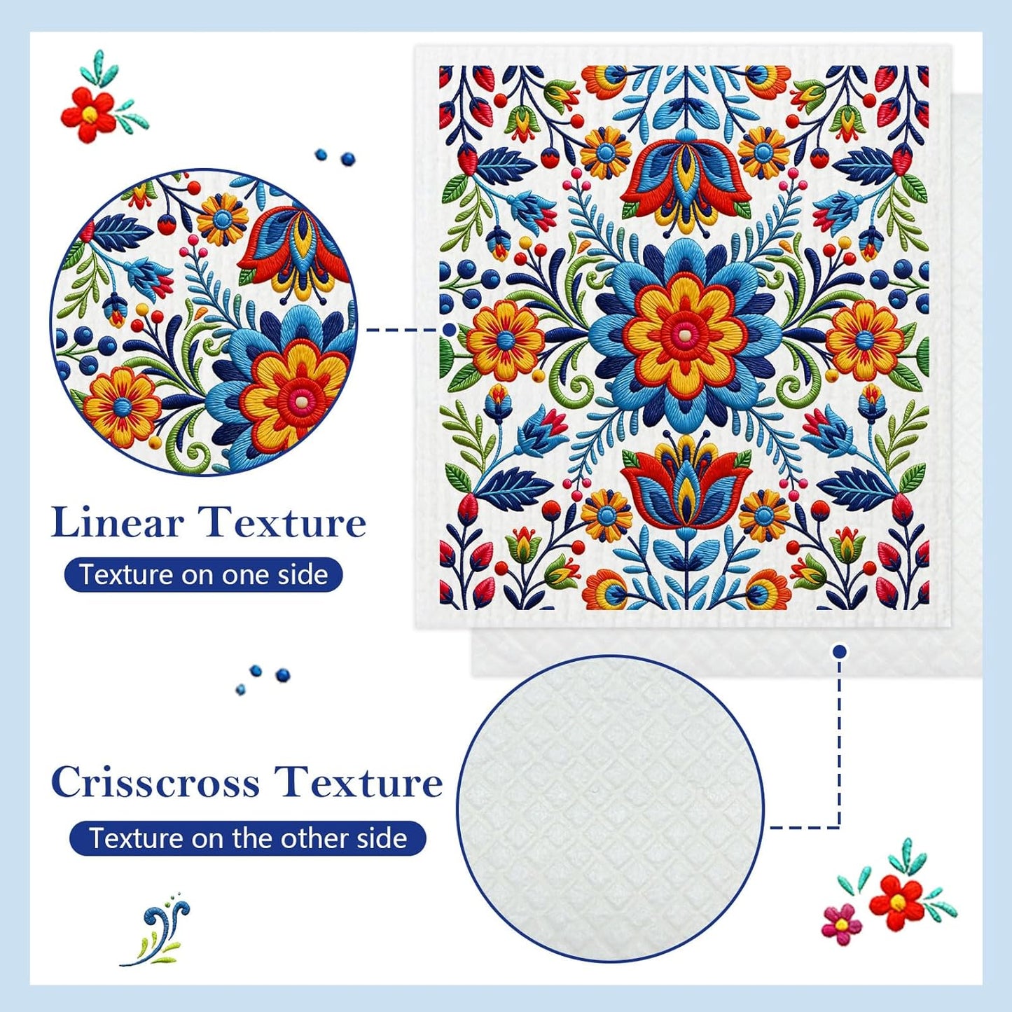 Paquete de 5 paños de cocina con diseño floral Cinco de Mayo