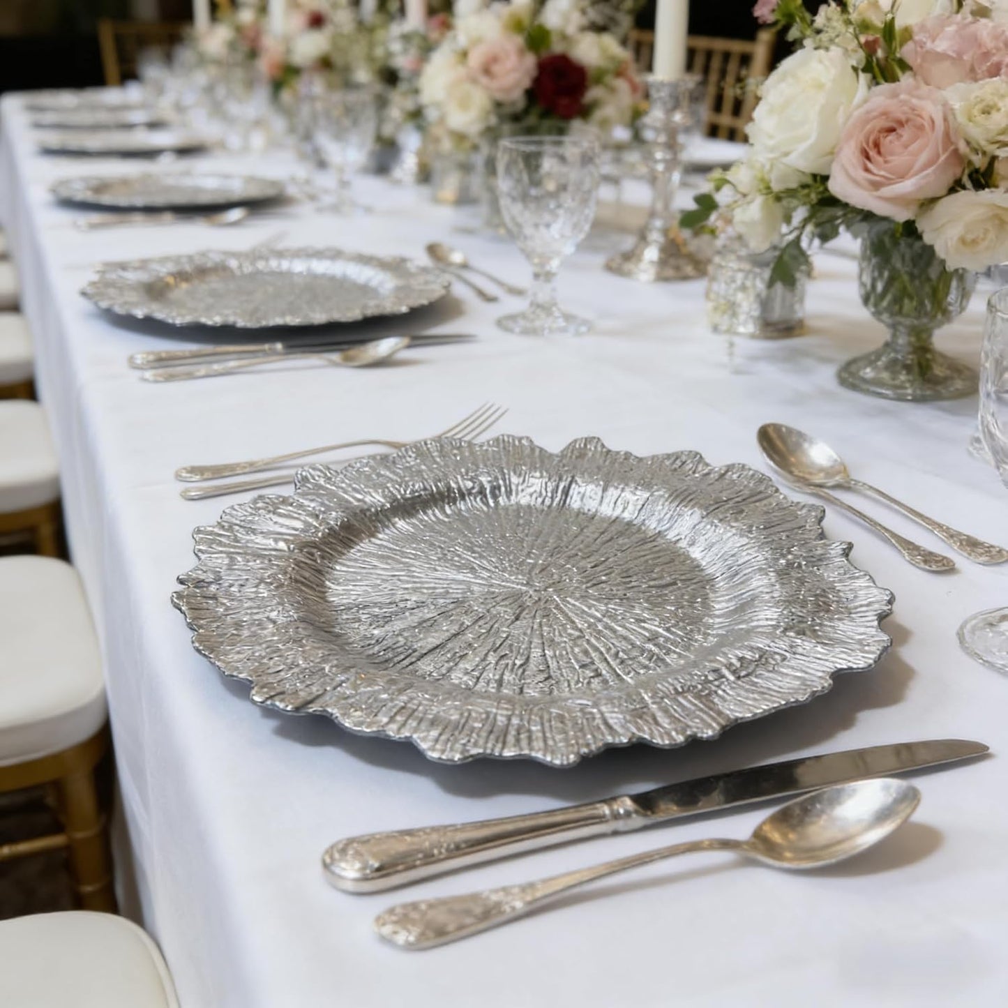 Set 50 Platos Plástico Irrompible Dorado Ideal Bodas Fiestas