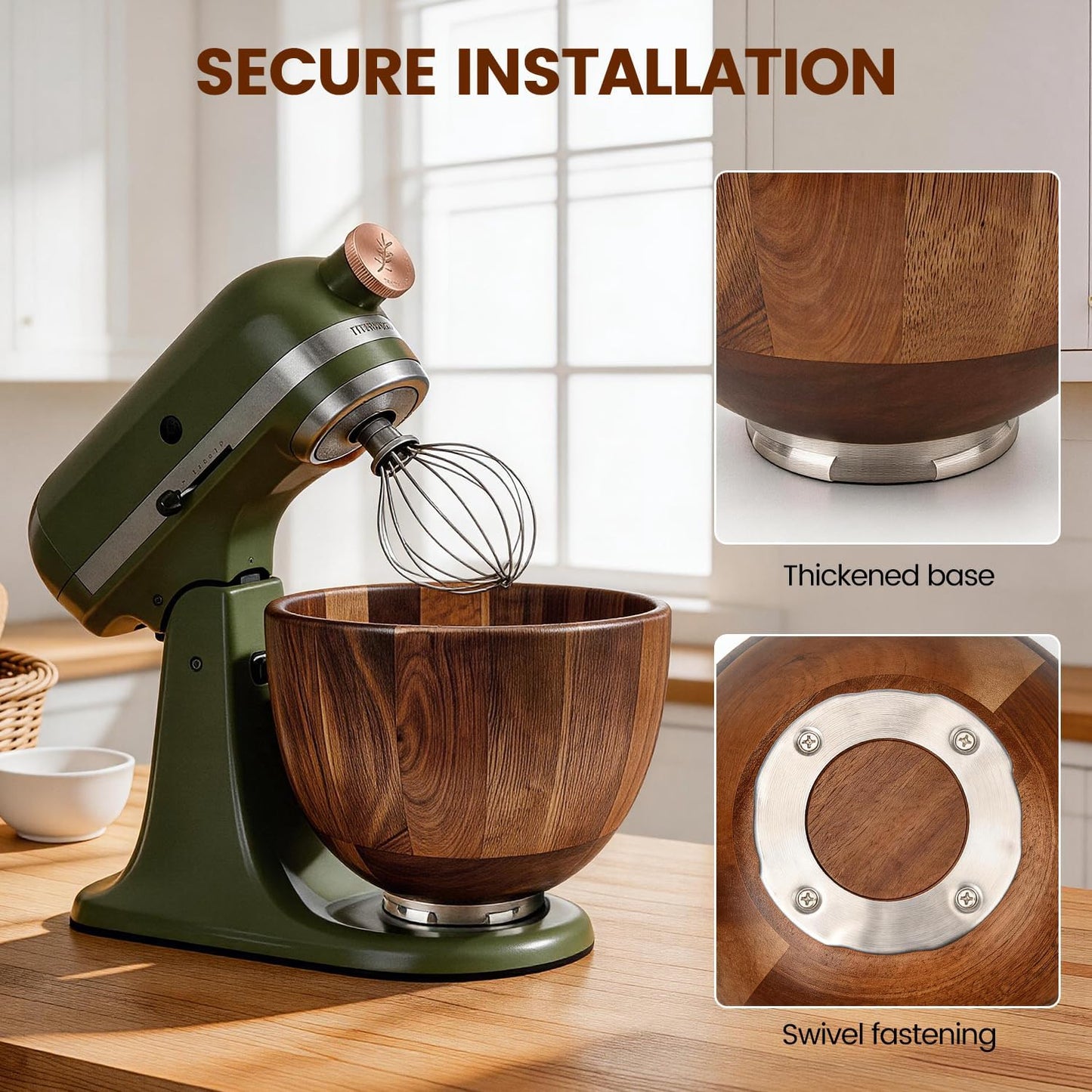 Tazón madera nogal comp KitchenAid 4.5-5qt con base acero