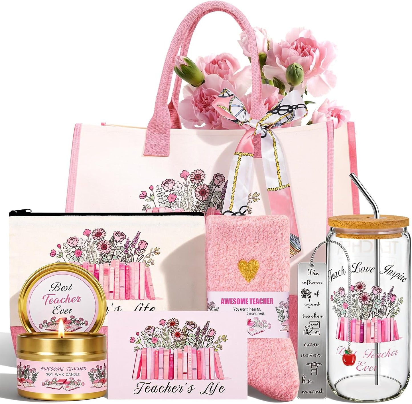 Regalo para profesora mujer taza de vidrio 16 oz