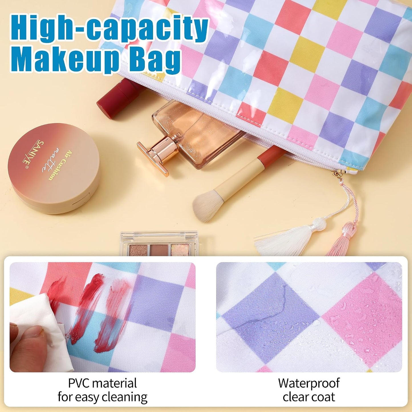 Bolsa maquillaje viaje impermeable transparente para mujer