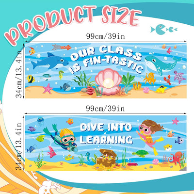 2 Carteles Oceánica 1x3ft Telón Fondo Aula Escuela