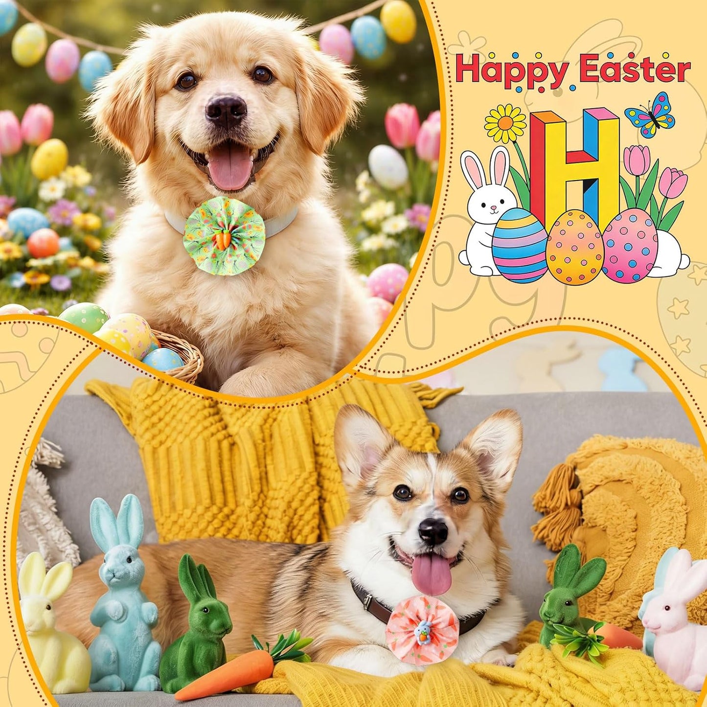 50 Collares Pascua Perro Pajaritas Con Dije Flor Conejo