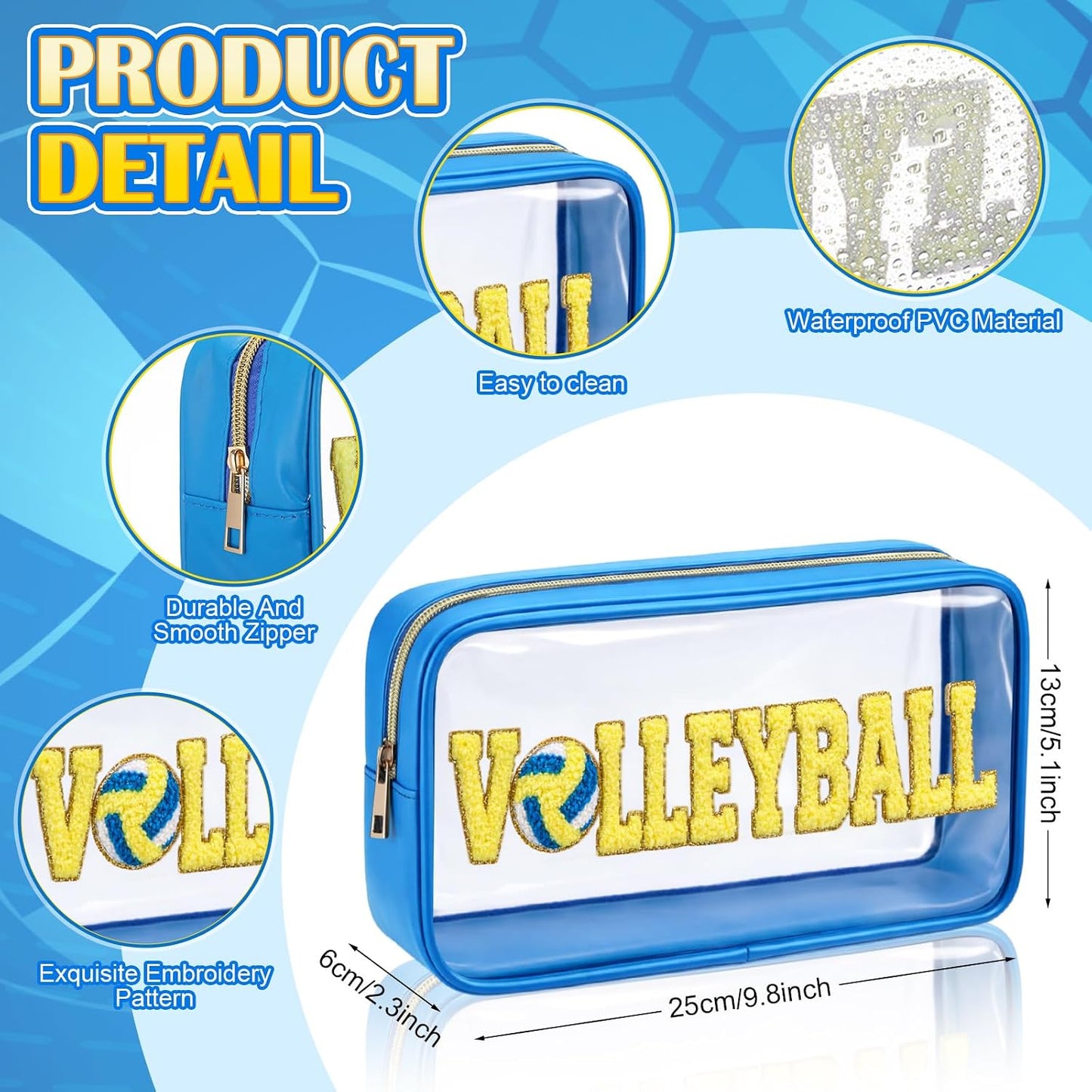 6 Bolsas PVC Transparentes para Regalos Voleibol
