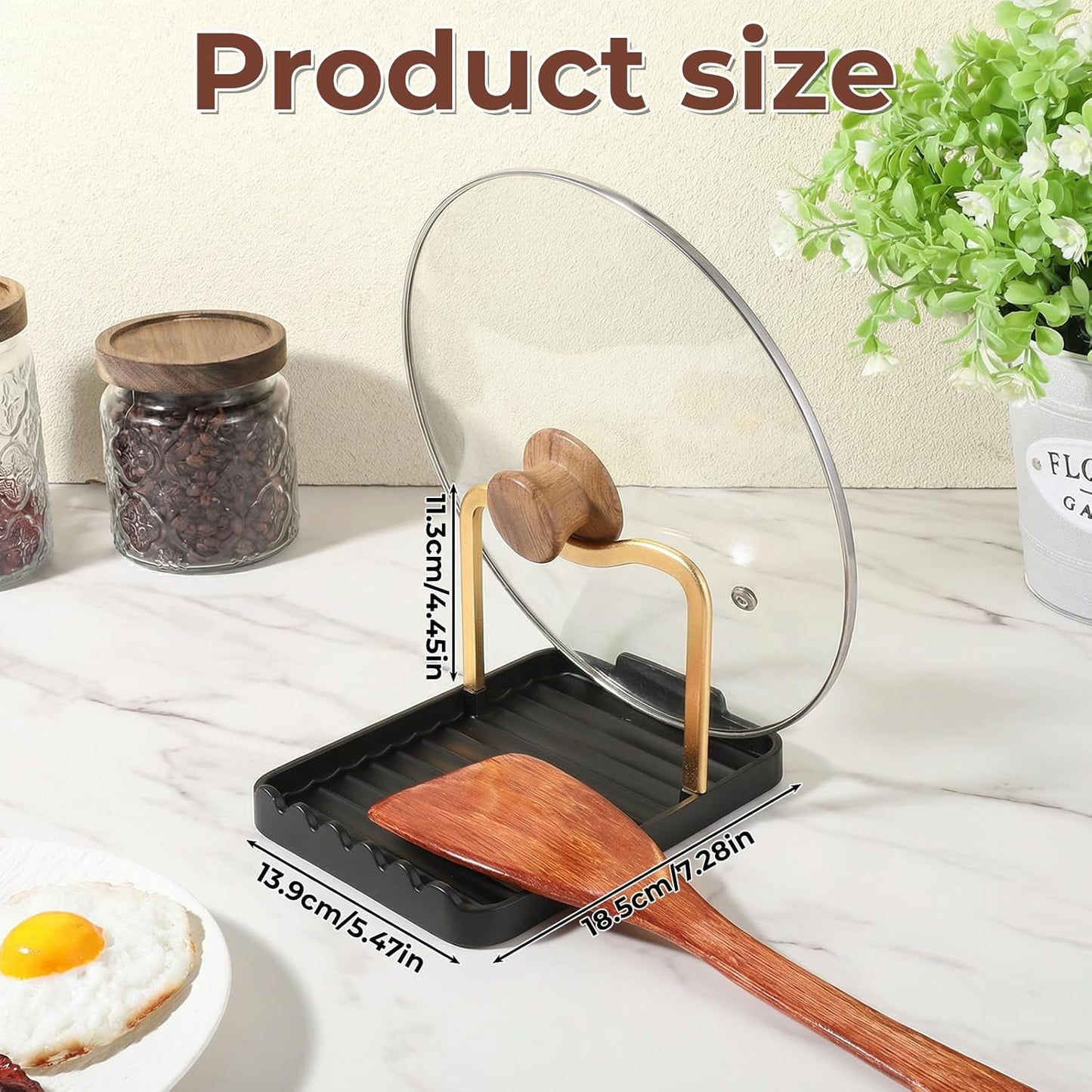 Soporte para cuchara y tapa de olla, almacenamiento multifuncional para encimera
