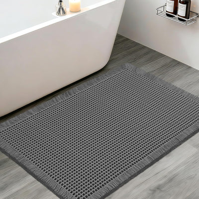 Tapete baño 32x20pulg gris antideslizante absorbente bohemio