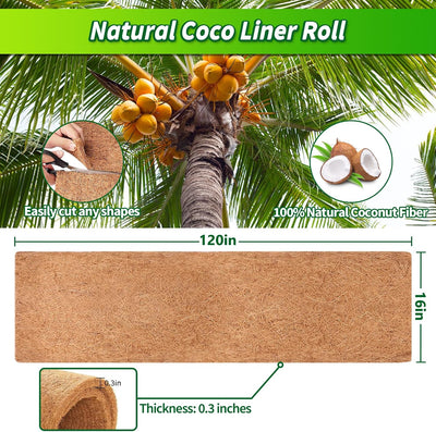 Rollo fibra coco 16x120pulg para maceta cesta colgante jardín